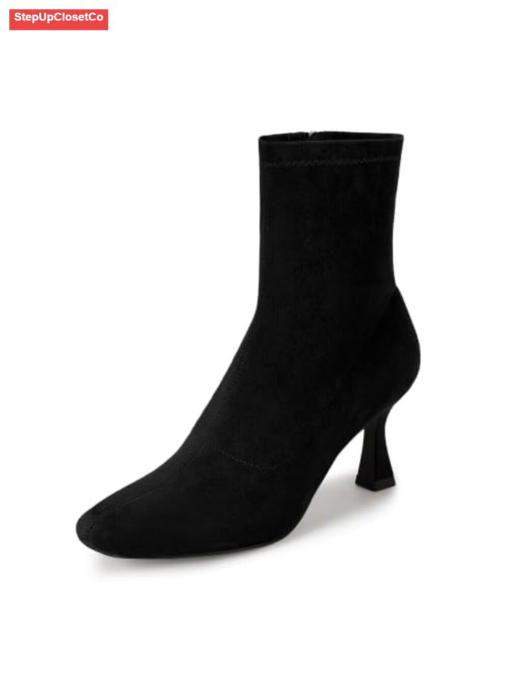 IDIFU Women's Ankle Boots Kitten Low Heel Square Toe Fall Booties Side Zip